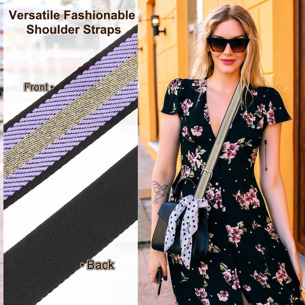5Yards Nylon Webbing Strap, 38mm Striped Webbing Bag Strap, Purple