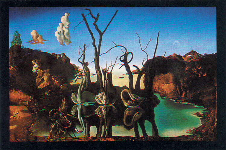 Dali - Swans Reflecting Elephants Poster - 36" x 24"