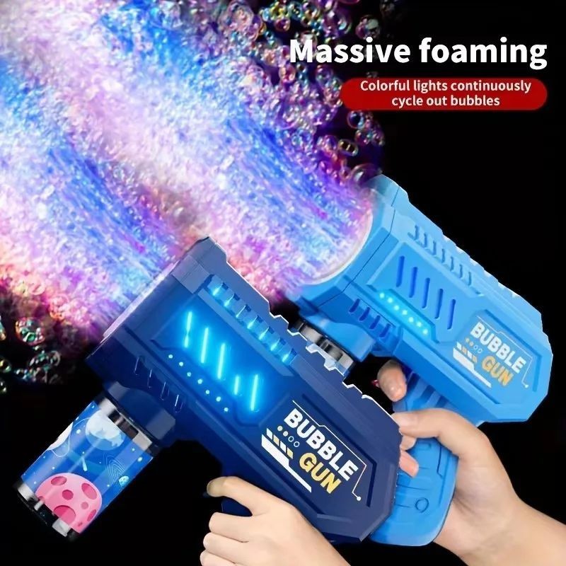 Automatic Bubble Gun Toy Rocket Blower with Bubble Liquid for Kids