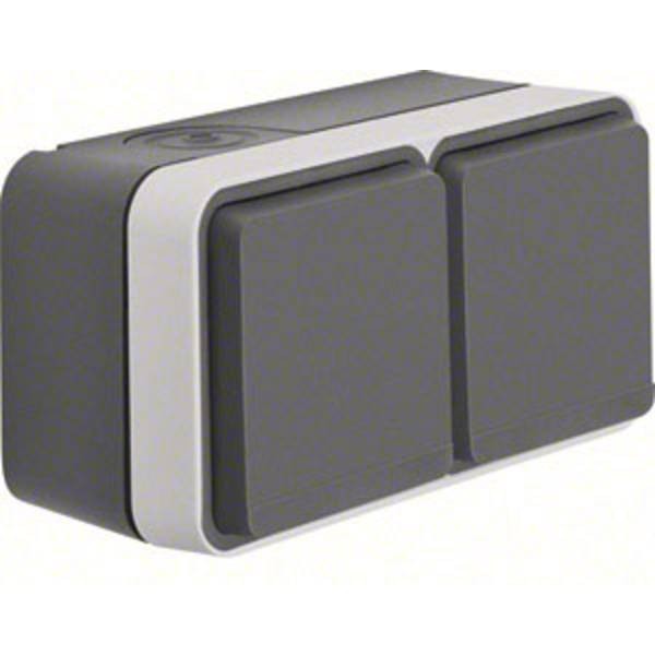 Berker 47843515 Double Surface Socket W.1 Grey, Luminescent Grey 1pc