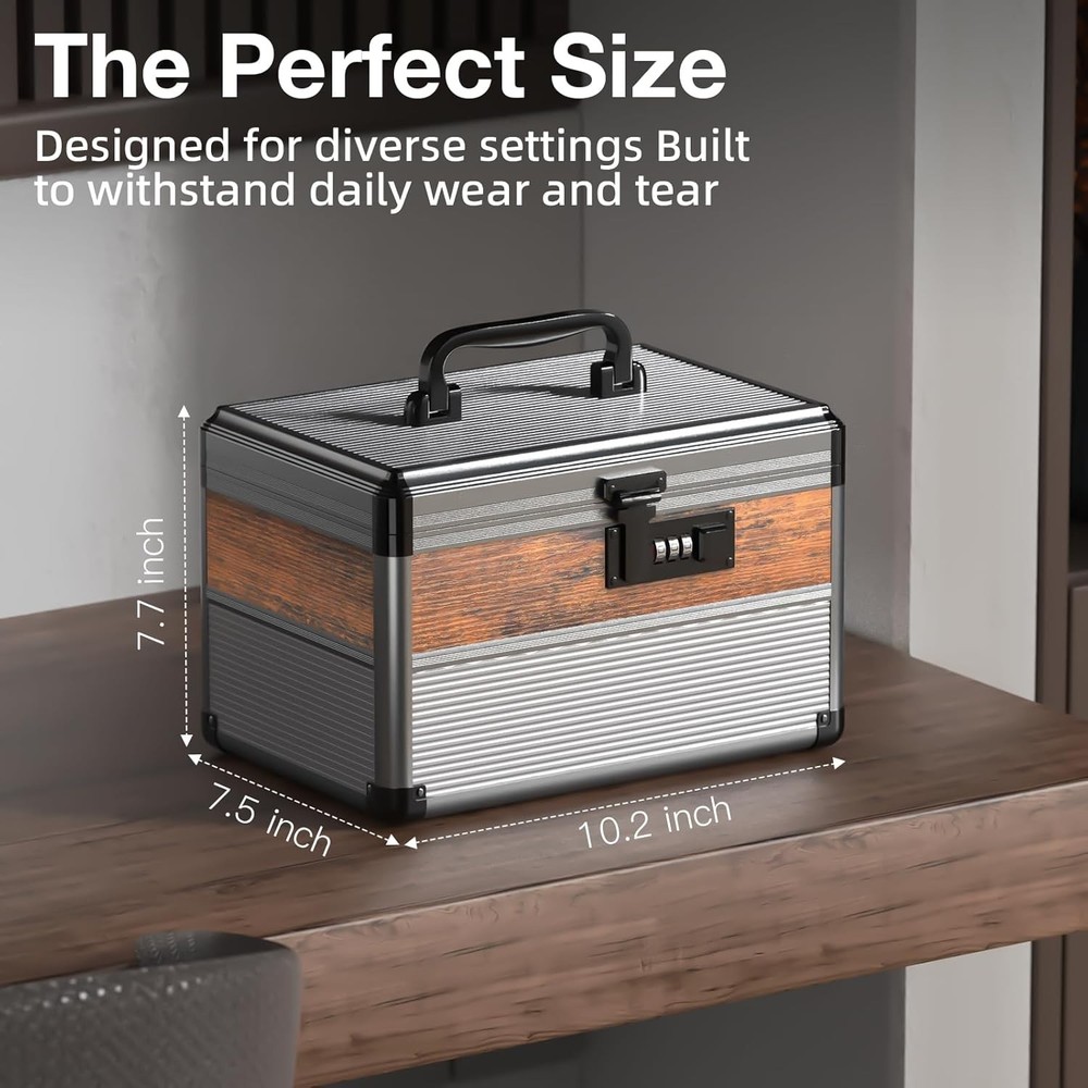 10" Security Lock Box with Code Medicine Lock Box Lockable Dorm Storage Trunk