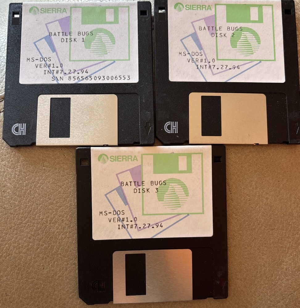 Vintage Computer Game Battle Bugs 3 Disk Set
