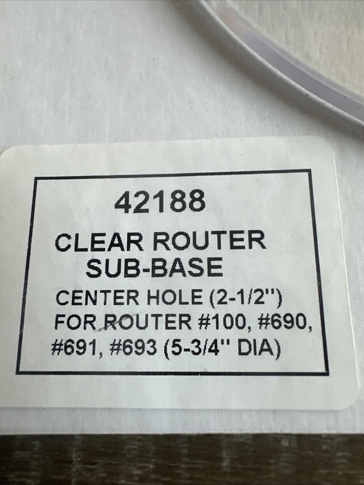 Replacement Clear Plastic Sub Base for Porter Cable Router, Part #42188