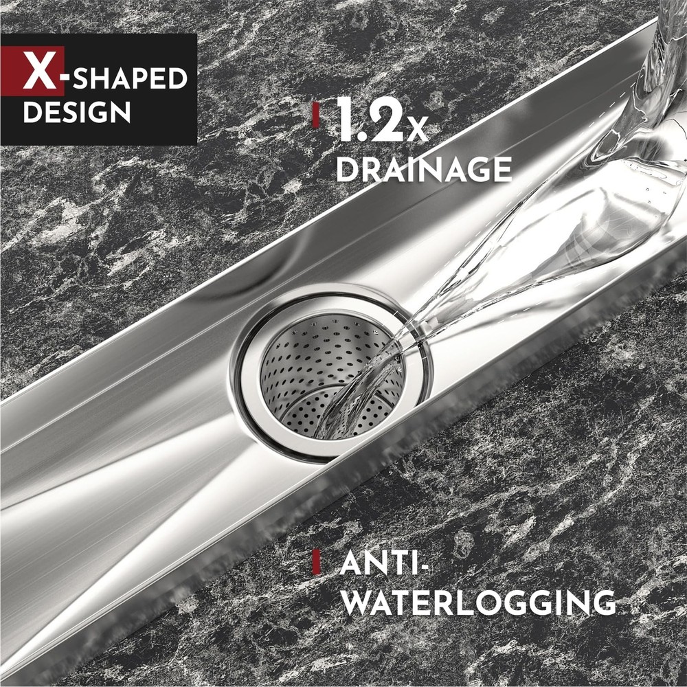 12 Inch Shower Linear Brushed Drain Rectangular Floor Drain with Accessories ...