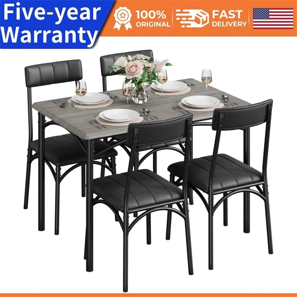 🆕Dining Table for 4 Upholstered Chairs Kitchen & Dining Room Sets for Small Spa