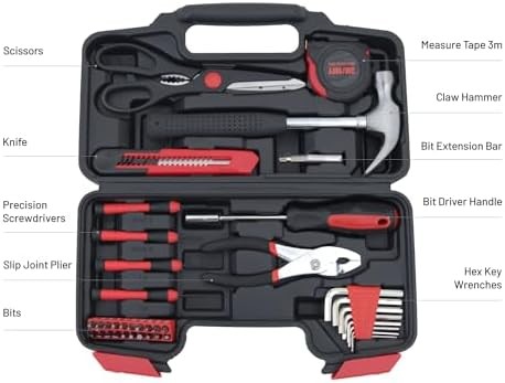 Household tools kit with storage toolbox