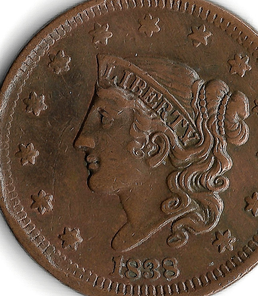 1838 Coronet Head ** Very Nice ** Large Cent