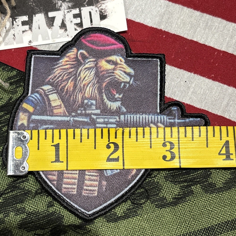 Lion Warrior Spirit Tactical Hook Loop Patch High Quality 3.5x3.5”