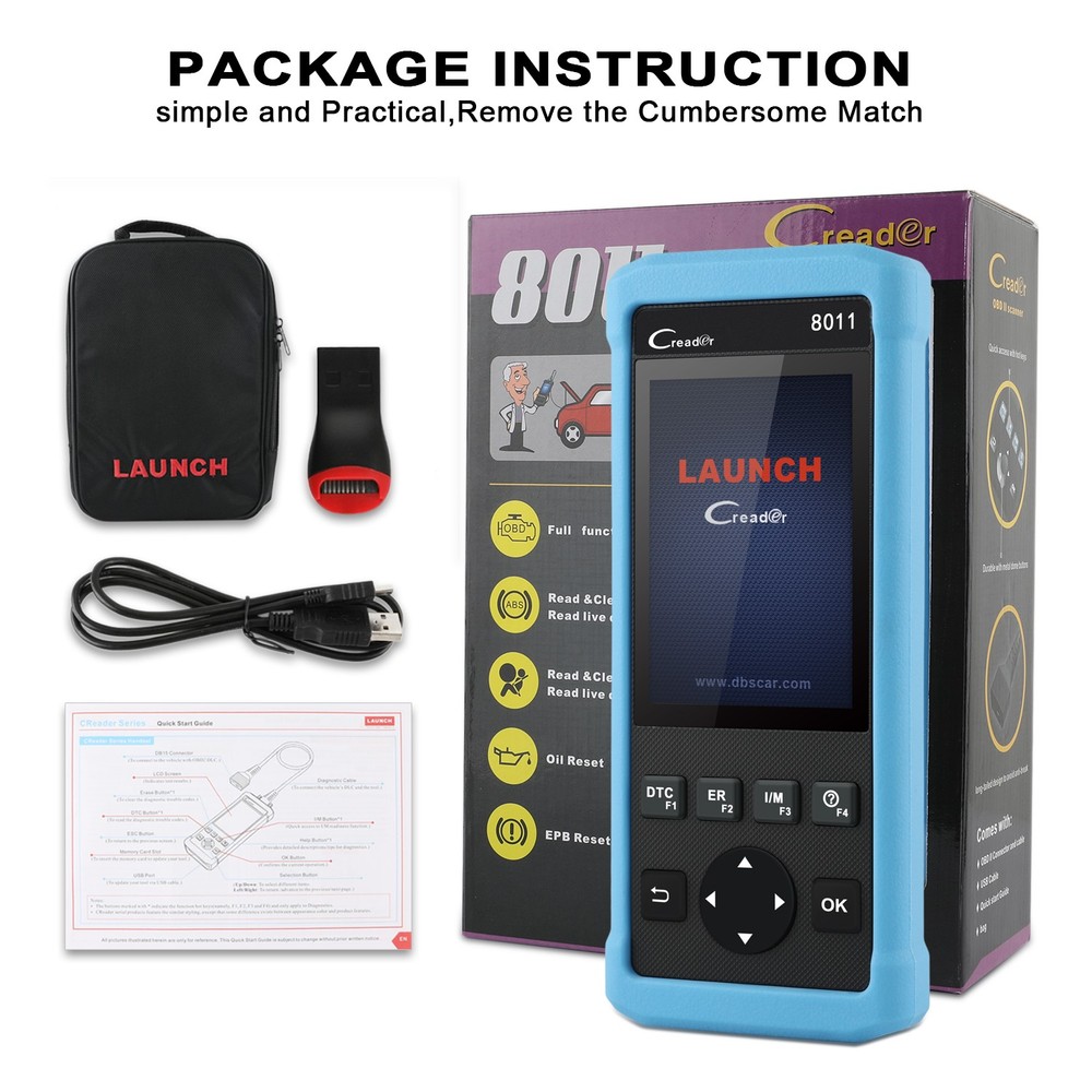 LAUNCH CR8011 Car OBD2 Scanner Auto Code Reader Engine Diagnostic Scan Tool BMS