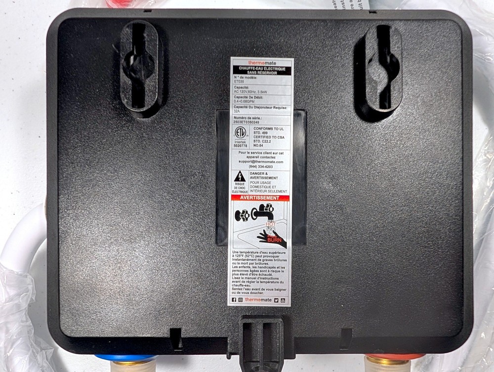 Tankless Water Heater Electric, Thermomate 3500W 120V ET035, New, open box