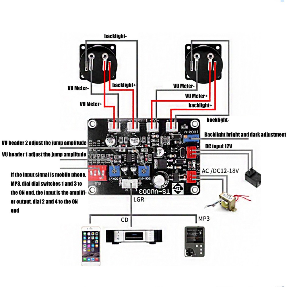 TS VU003 VU Meter Driver Board Adjust VU Meter Driver Panel Backlight