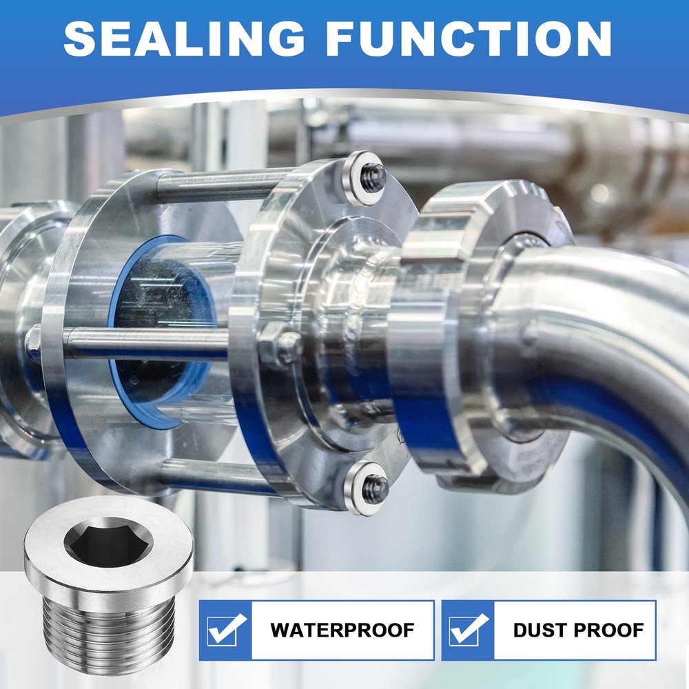 M22 x 1.5 Pipe Plug Fitting, Internal Hex Head Socket 304 Stainless Steel