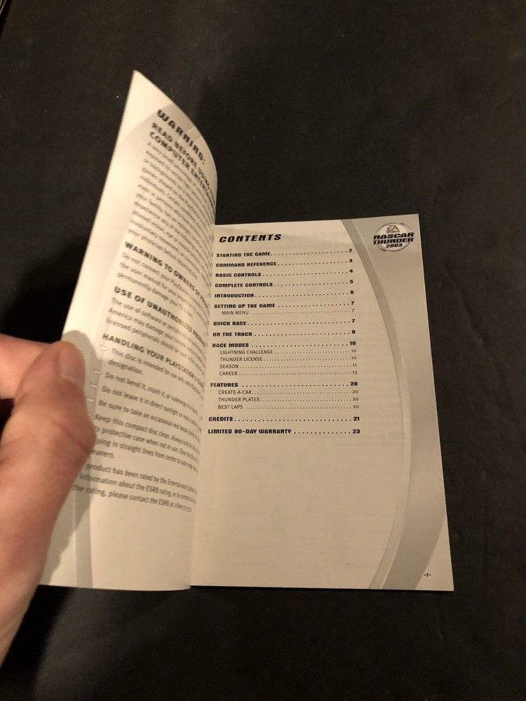 Thunder 2003 ps2 Manual only