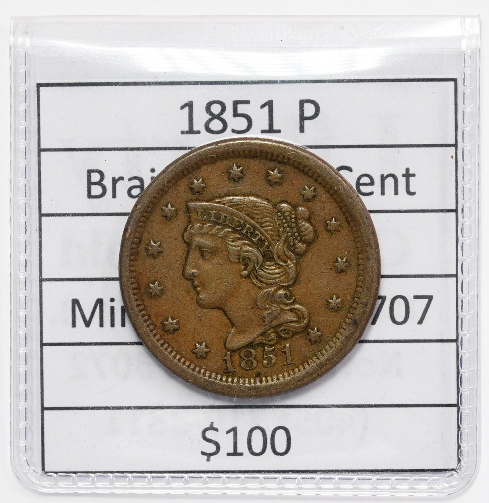 1851 Braided Hair Large Cent