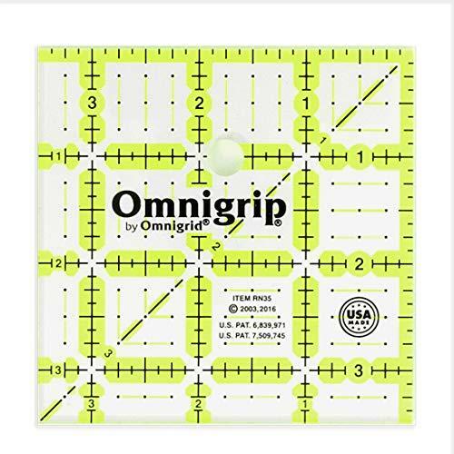 Omnigrid Omnigrip Ruler, 3-½" x 3-½", Green