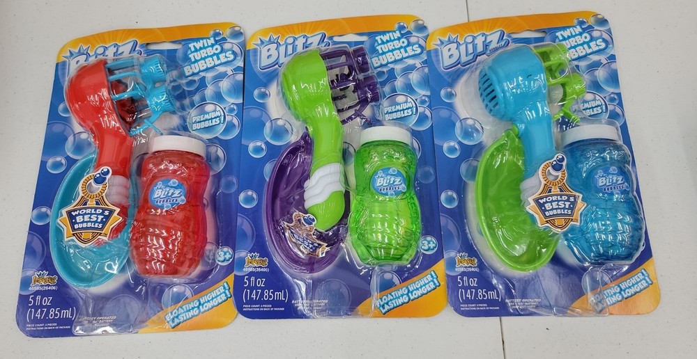 3x Blitz Twin Turbo Bubbles Premium bubbles with blower!! 3 colors