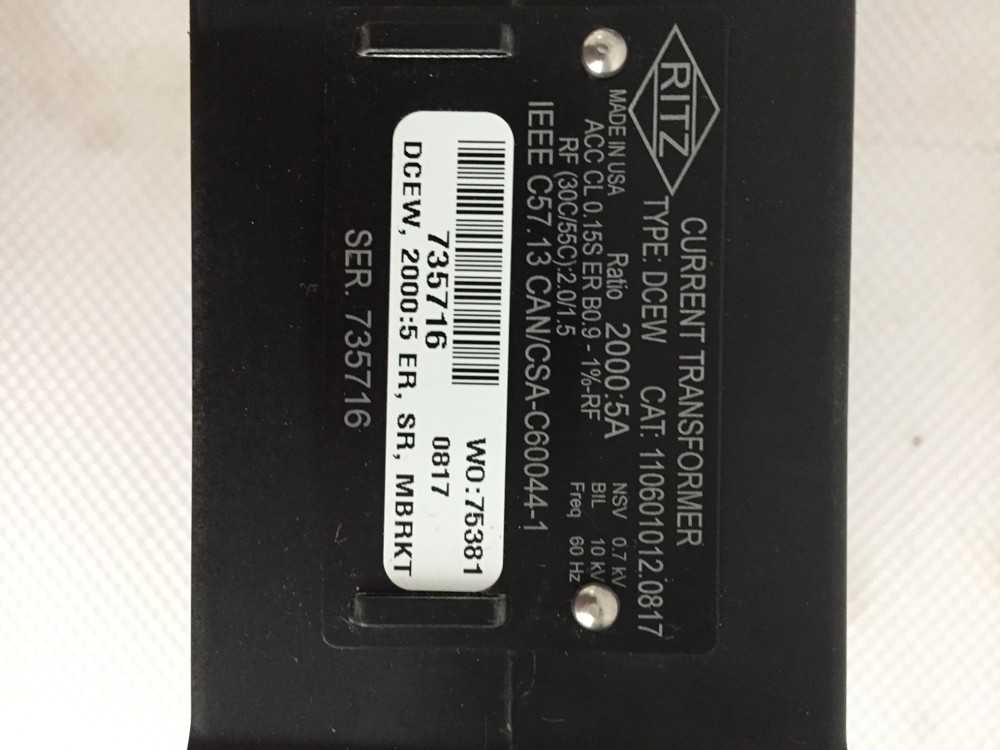 RITZ 110601012.0817 CURRENT TRANSFORMER TYPE DCEW...59