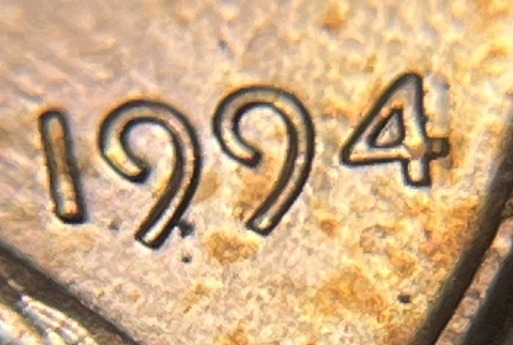 1994 4/4 Lincoln Penny Error 4 Over 4 Double 4 Date Error Uncirculated