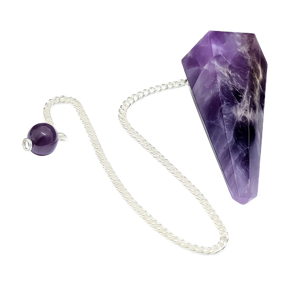 Amethyst Pendulum Point Gem Crystal Quartz Dowsing Dowser Scrying Divination