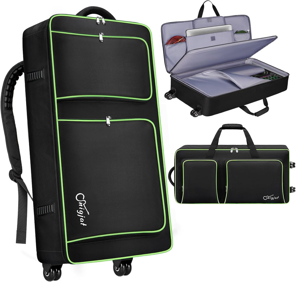 Rolling DJ Controller Case With Wheels Backpack 17.3" Laptop Multi Pocket Padded