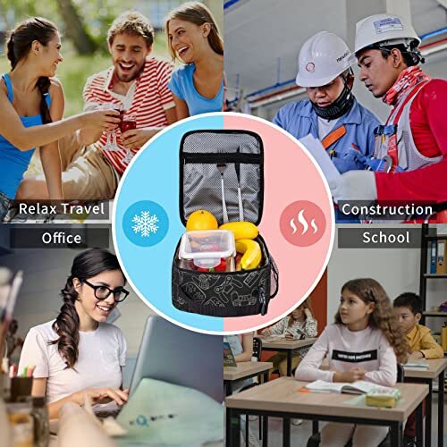 Video Game Controller Background Lunch Bag Insulated Portable Reusable Gaming...