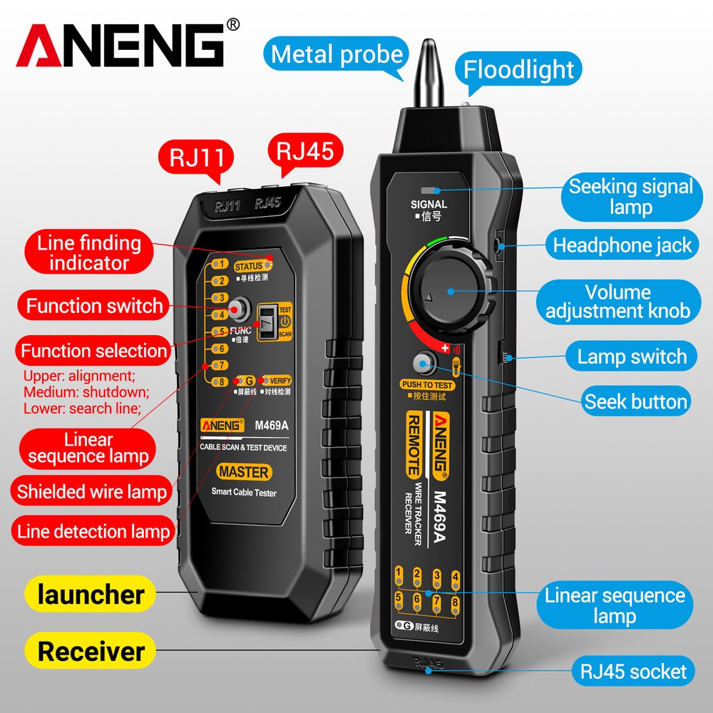 M469A Network Cable Finder Multifunctional Cable Finder H9W3