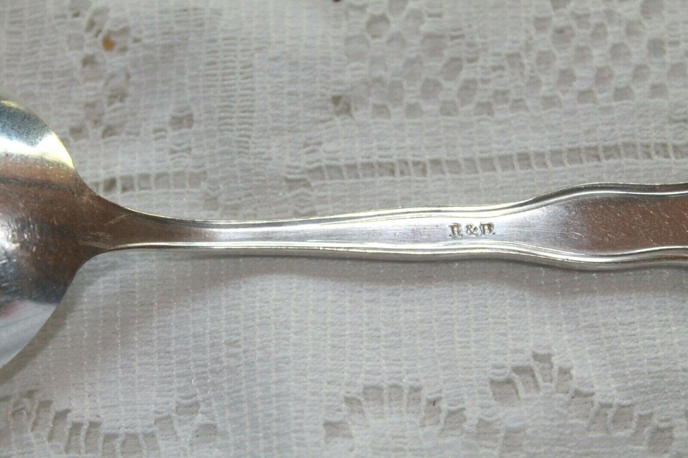 R & B Rogers Bro. Soup Spoon Incised Shield Pattern Silverplate
