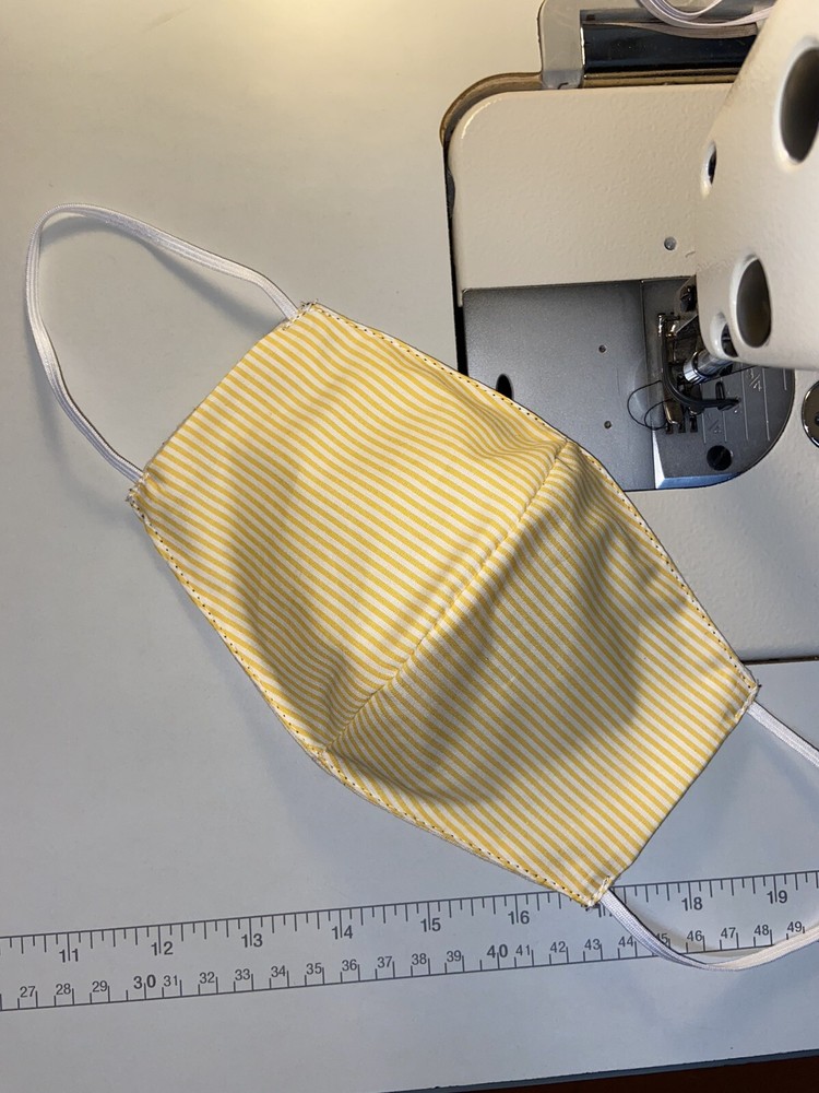 YELLOW PIN STRIPE SOFT COTTON FACE MASK