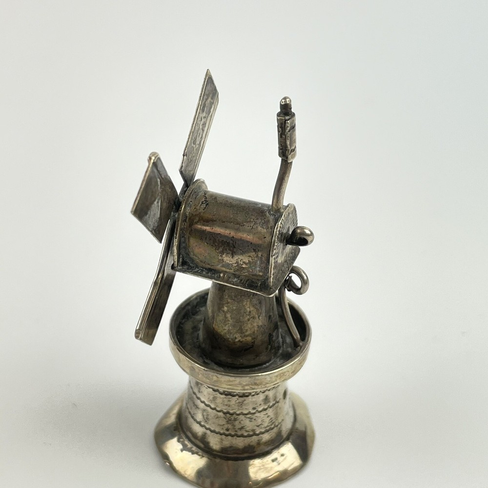 Antique Dutch Solid Silver Miniature Windmill Sword Mark Height 6cm