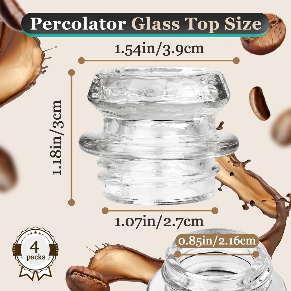 4Pcs Coffee Percolator Glass Top Replacement - Percolator Glass Top Compatible w