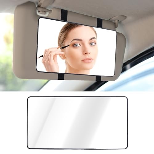 Car Visor Mirror, Sun Visor Mirror with Straps, Cosmetic Makeup Visors Mirrors