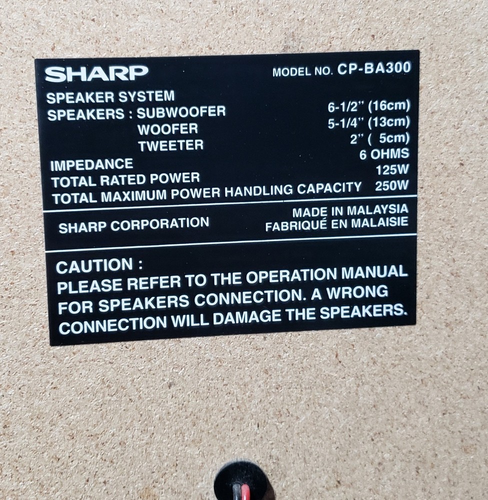 SHARP Mini Component Shelf System - CD-BA300 - Tested, Dual Sided Speakers, READ