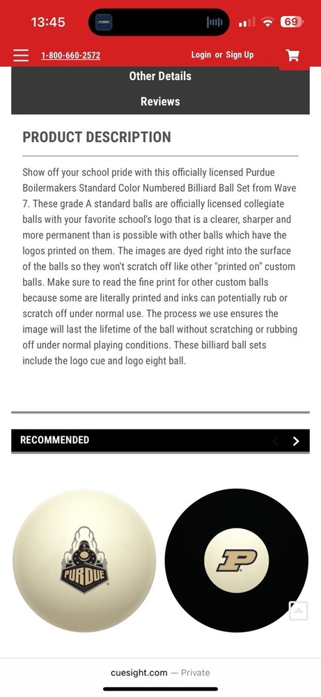 Purdue Boilermakers Billiard Ball Set Oversize Fat Numbers