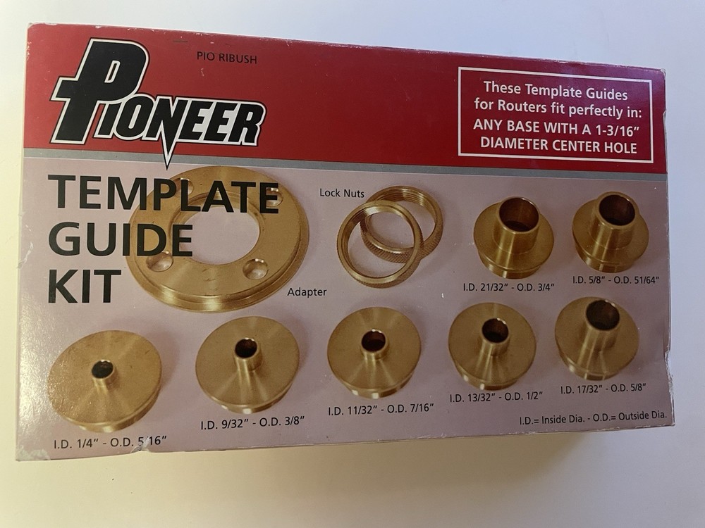 Pioneer 10 Piece Solid Brass Router Template Guide Kit With Adaptor