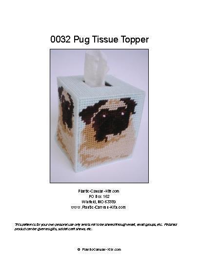 Pug  Dog Tissue Topper-Plastic Canvas Pattern or Kit