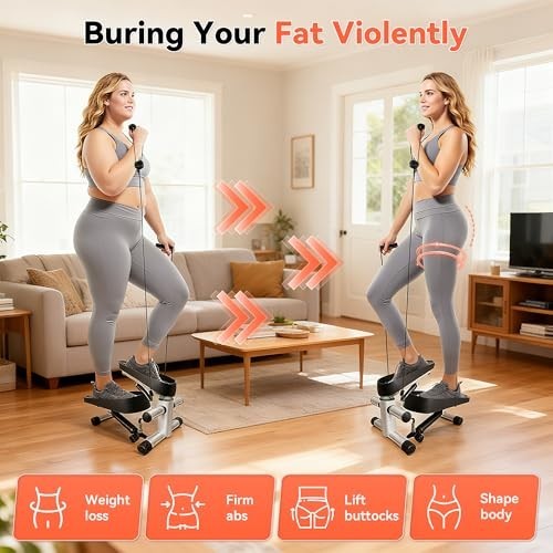 Adjustable Resistance Mini Stepper for Home Exercise - LCD Display, Quiet & Smoo