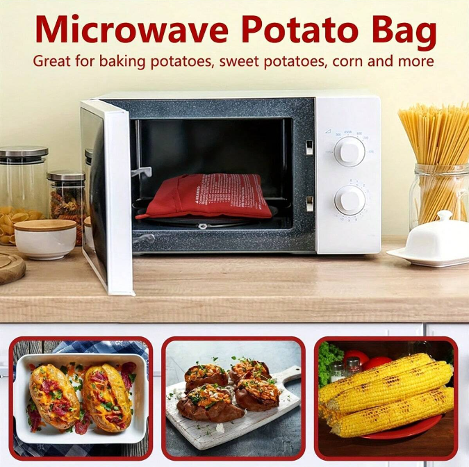 1Pcs Washable Microwave Potato Bag - Quick Baking Cooker, Reusable Kitchen Tool