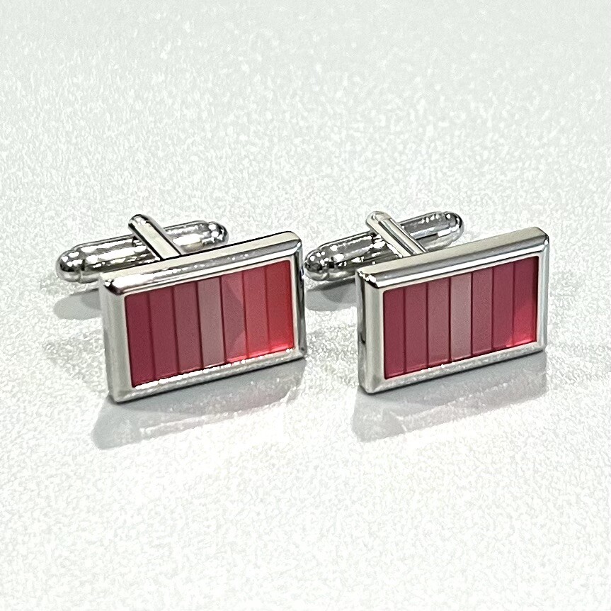 Translucent Pink Rectangular Cufflinks For Men Birthday Wedding Gift In Box
