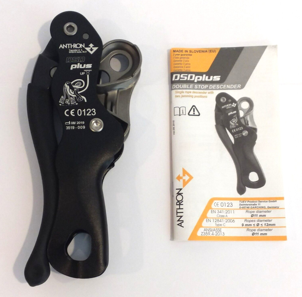 MSA SDSD25 Anthron DSDplus Double Stop Descender Fall Protection BLACK NEW
