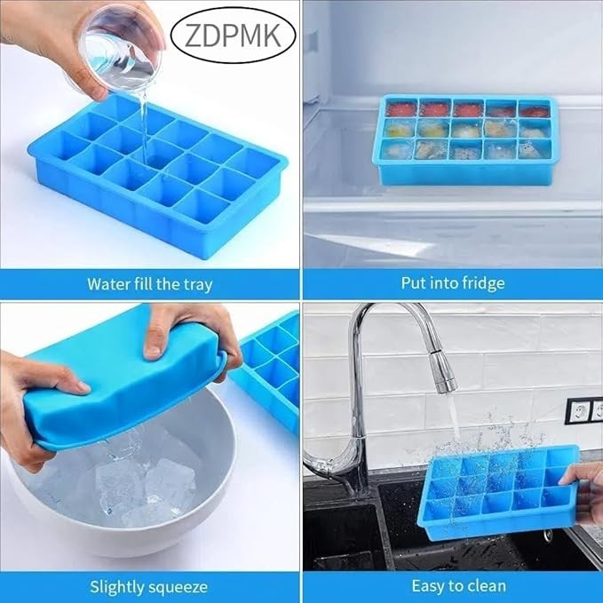 2 Pack Silicone Ice Cube Trays (15-Cube)