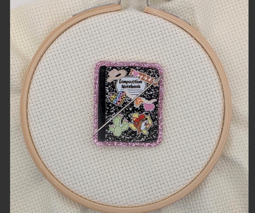I Heart Texas Themed Composition Notebook Glitter Magnetic Needle Minder