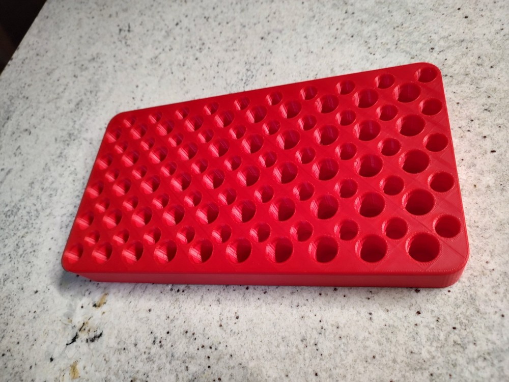 Universal loading/reloading tray. New 3D printed in red.
