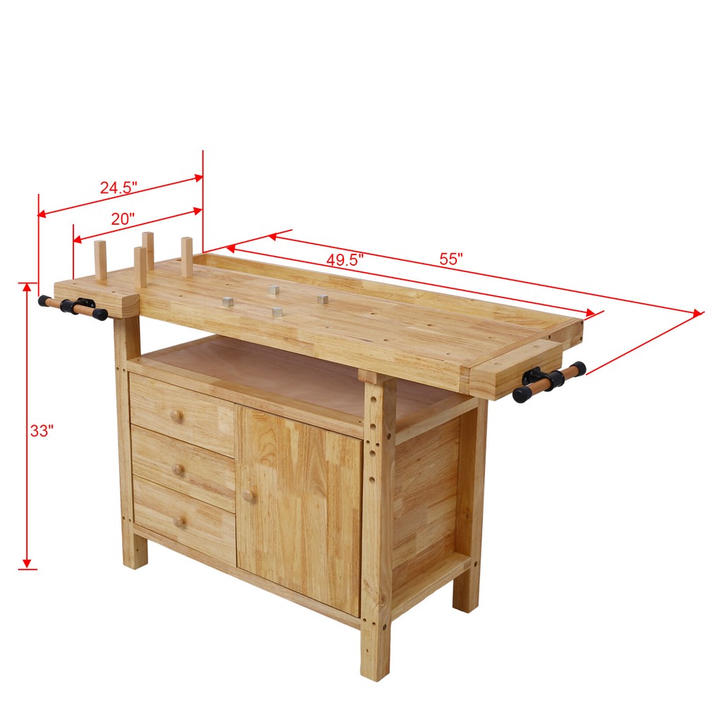 Wood Workbench for Garage Workshop & Home Durable Versatile and Functional New