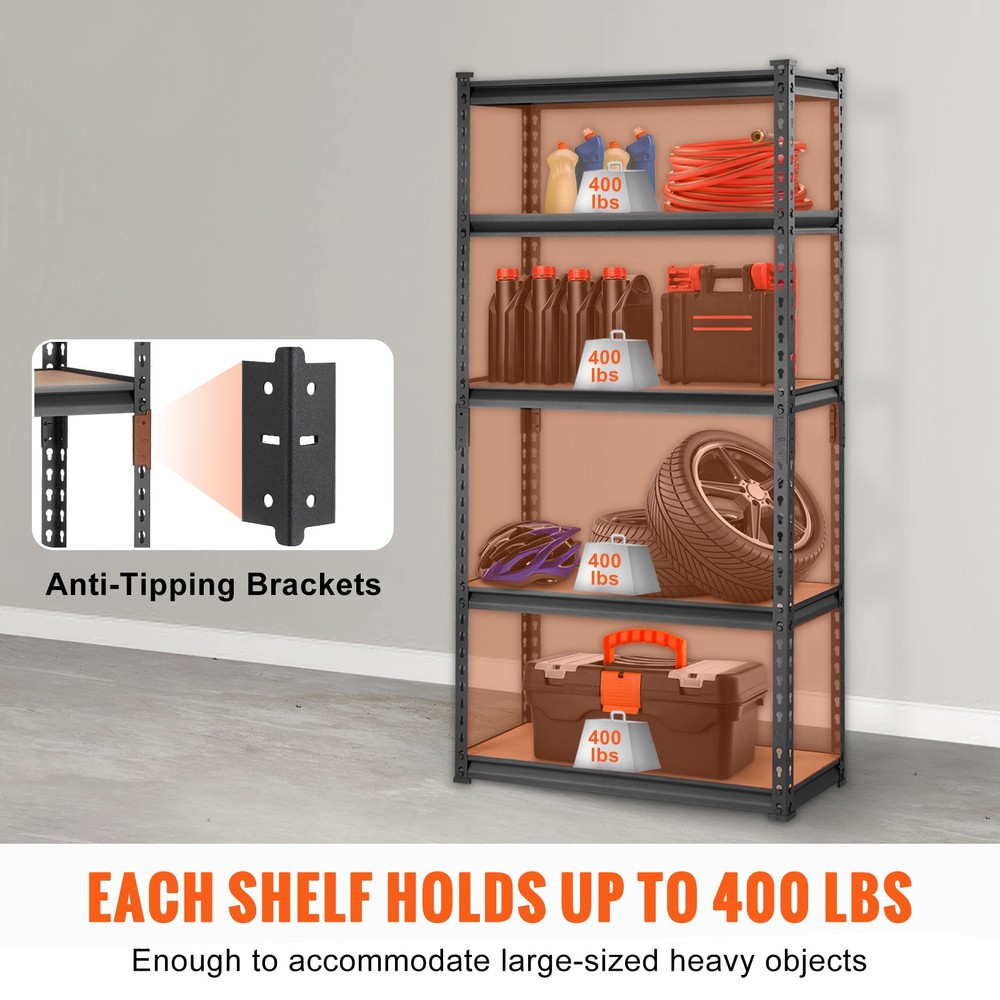Storage Shelving Unit 5-Tier Adjustable 2000lbs Capacity Heavy Duty Garage