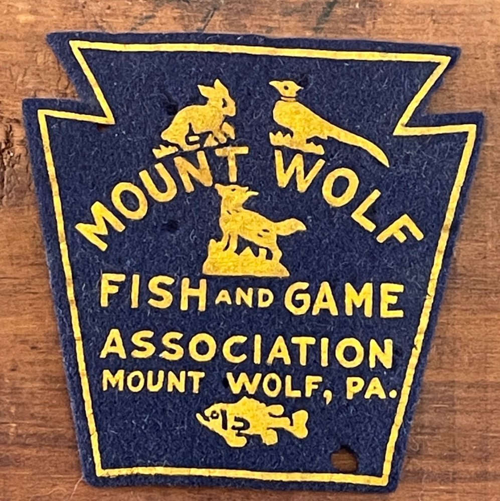 Old Mount Wolf Fish & Game Association Felt Patch Mount Wolf, PA Keystone Shaped