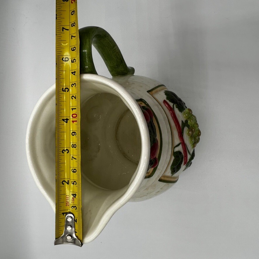 Vintage 01 Ceramic Pitcher Embossed Fruit Design Decorative Kitchen Decor Cream