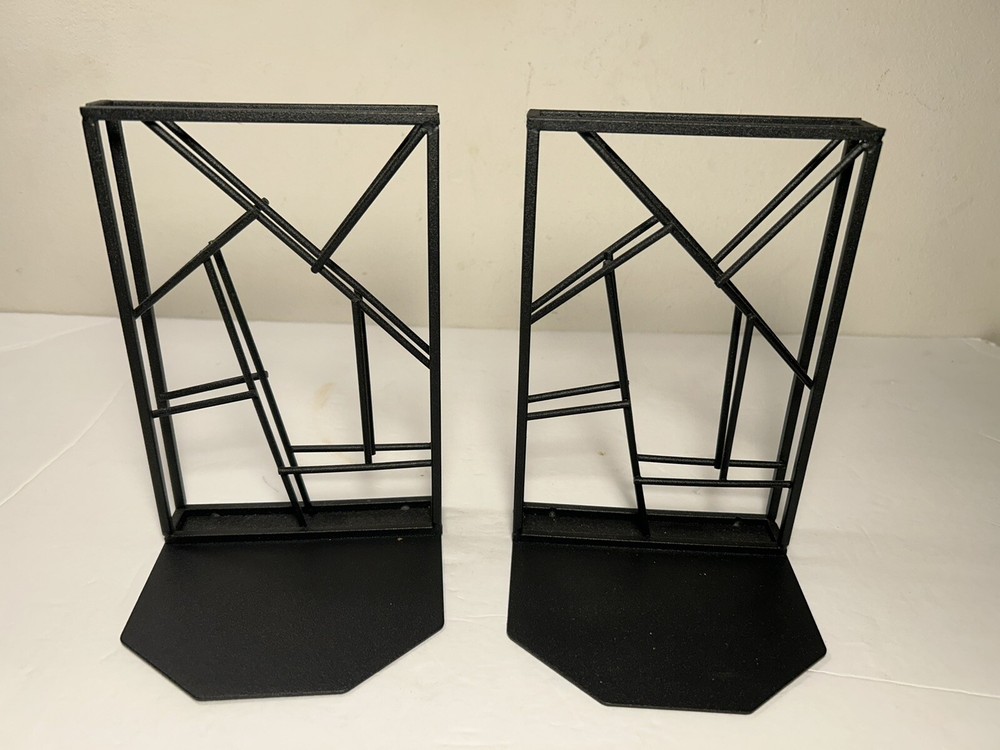 Black Metal Modern Abstract Bookends Home Office Library 7”
