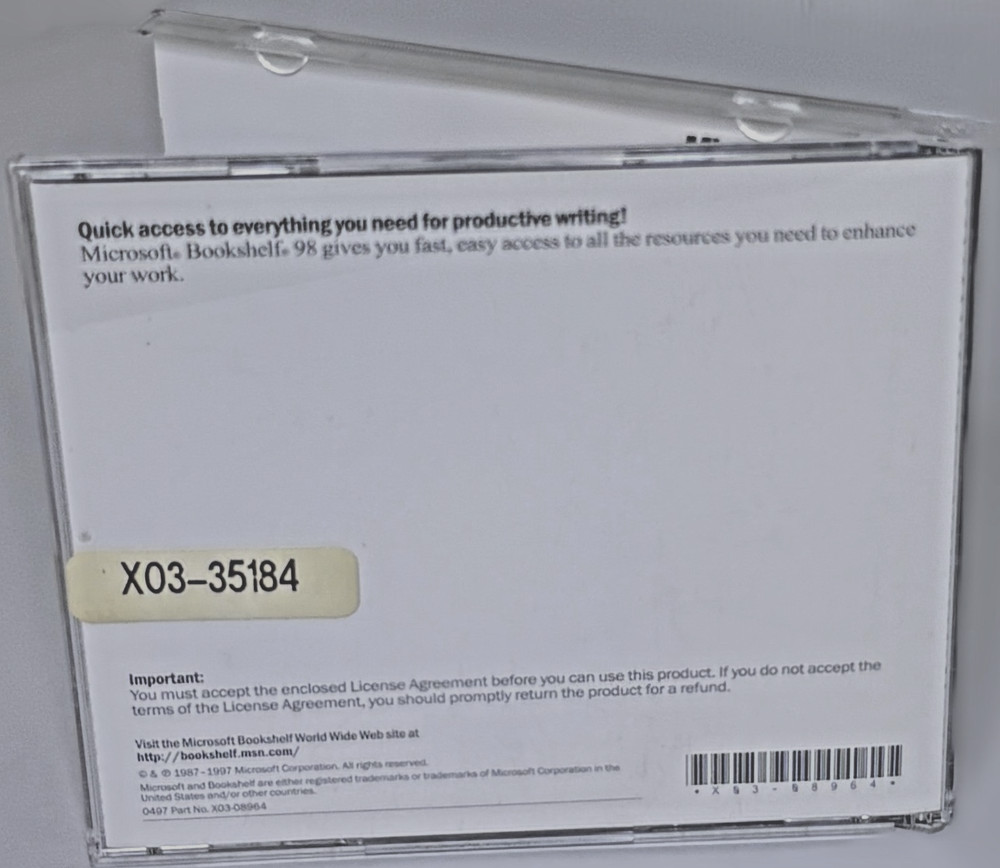 Microsoft Bookshelf 98 Reference Library CD for PC Windows 95