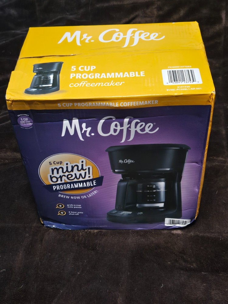 Mr. Coffee 5 Cup Programmable Coffeemaker Mini Brew New in Box 25 oz.