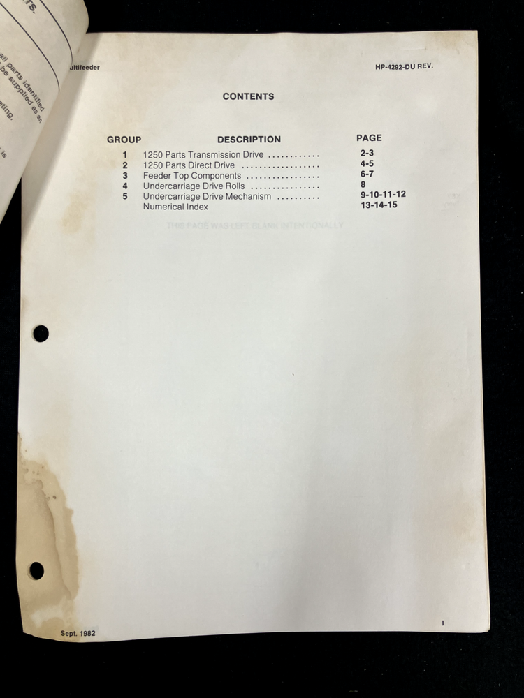AM MULTIGRAPHICS OFFSET PRESS MULTI FEEDER PARTS CATALOG HP-4292-DU REV, 9/1982
